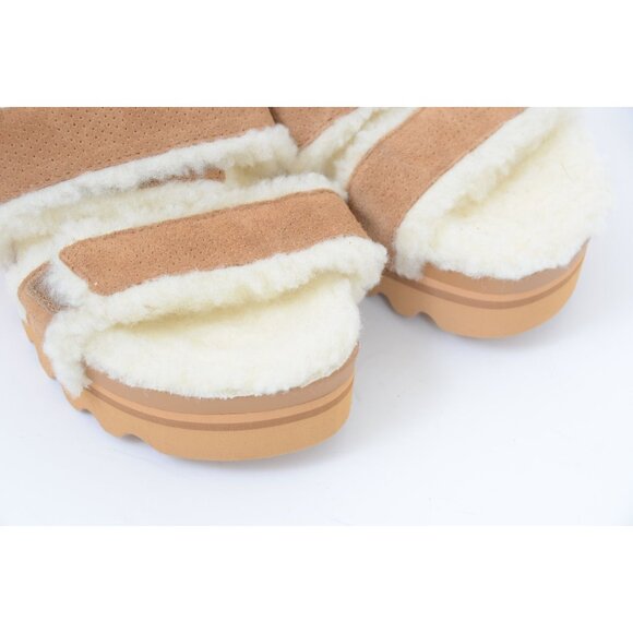 Rare REEF Vista Hi Shearling Womens 7 Leather Sandal Hook & Loop Footbed NEW - Picture 8 of 10